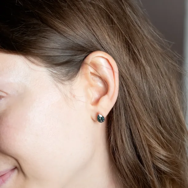 Gold pear moss agate earrings ARDY Image