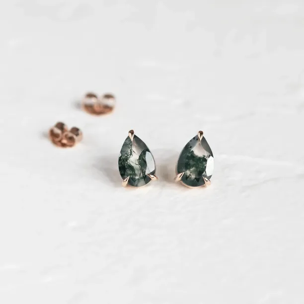 Gold pear moss agate earrings ARDY Image