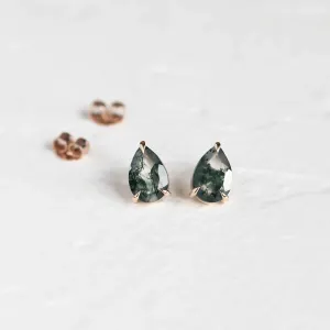 Gold pear moss agate earrings ARDY Thumbnail