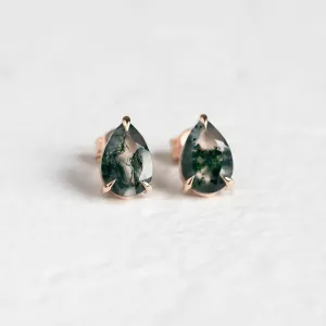 Gold pear moss agate earrings ARDY Thumbnail