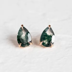 Gold pear moss agate earrings ARDY
