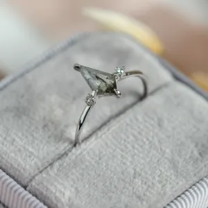 Unusual engagement ring with salt'n'pepper diamonds VALENTINO Thumbnail