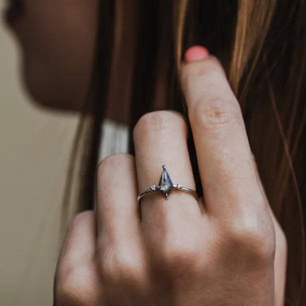 Unusual engagement ring with salt'n'pepper diamonds VALENTINO Image