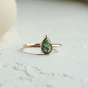 Minimalist engagement ring with moss agate FREYA Thumbnail