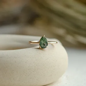 Minimalist engagement ring with moss agate FREYA Thumbnail