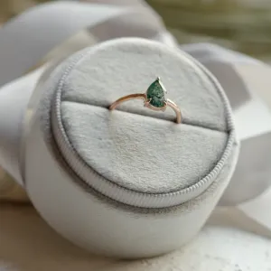 Minimalist engagement ring with moss agate FREYA Thumbnail