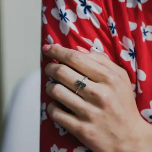 Elegant ring with baguette moss agate FAIRY Thumbnail