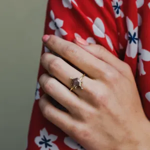 Gold ring with hexagon salt'n'pepper diamond ACHILLE Thumbnail