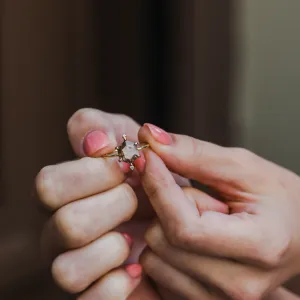Gold ring with hexagon salt'n'pepper diamond ACHILLE Thumbnail