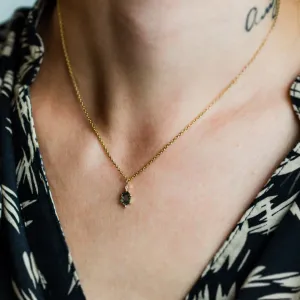 Gold necklace with hexagon salt'n'pepper diamond VANESSA Thumbnail