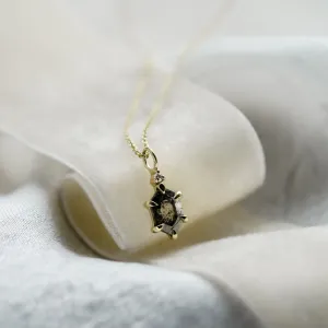 Gold necklace with hexagon salt'n'pepper diamond VANESSA Thumbnail