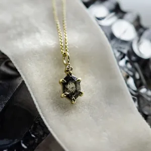 Gold necklace with hexagon salt'n'pepper diamond VANESSA Thumbnail