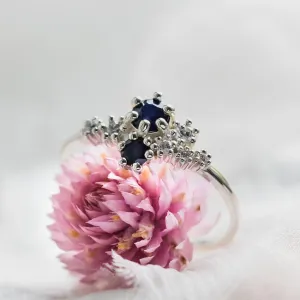 Gold cluster ring with sapphires and diamonds NAUTICA Thumbnail