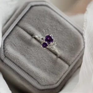 Gold cluster ring with amethyst and diamonds BERRY Thumbnail