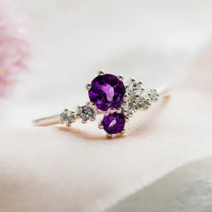Gold cluster ring with amethyst and diamonds BERRY Thumbnail