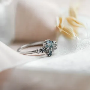 Cluster ring with aquamarines and diamonds GLACIER Thumbnail