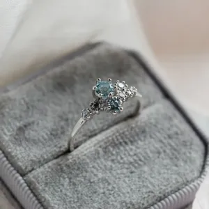 Cluster ring with aquamarines and diamonds GLACIER Thumbnail