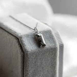 Gold necklace with baguette salt'n'pepper diamond PARIS Thumbnail