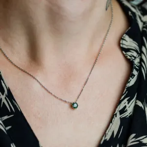 Moss agate in gold necklace ELF Thumbnail