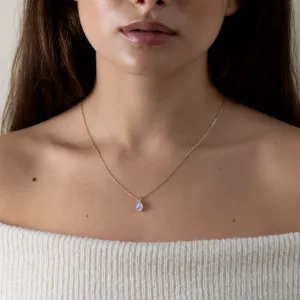 Gold necklace with white opal and diamond BRISBANE