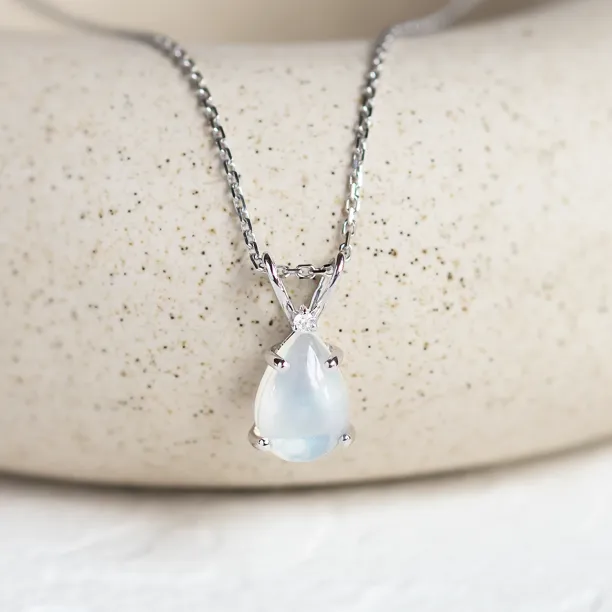 Gold necklace with white opal and diamond BRISBANE Image