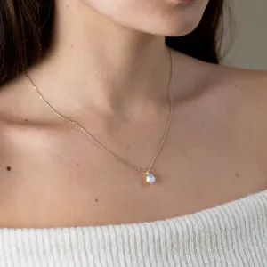 Gold necklace with white opal and diamond BRISBANE Thumbnail