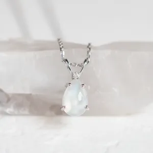 Gold necklace with white opal and diamond BRISBANE Thumbnail