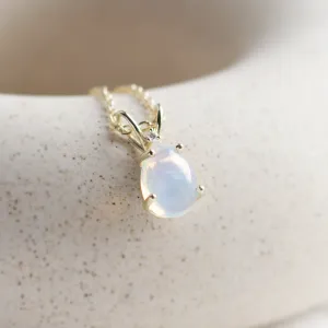 Gold necklace with white opal and diamond BRISBANE Thumbnail