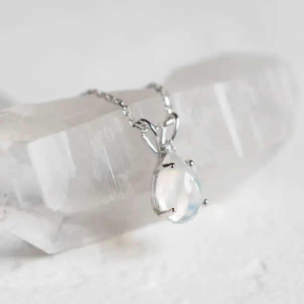 Gold necklace with white opal and diamond BRISBANE Image