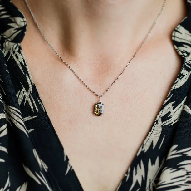 Gold necklace with diamond salt and pepper CATHERINE Image