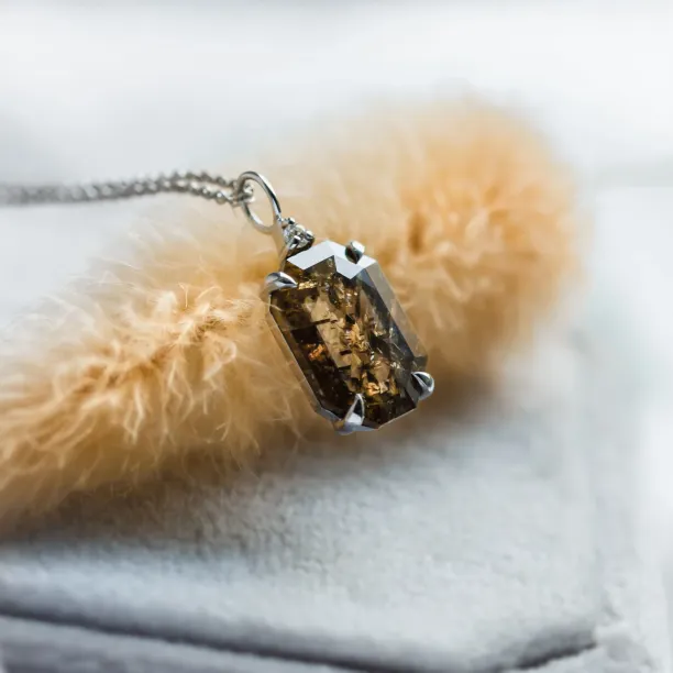 Gold necklace with diamond salt and pepper CATHERINE Image