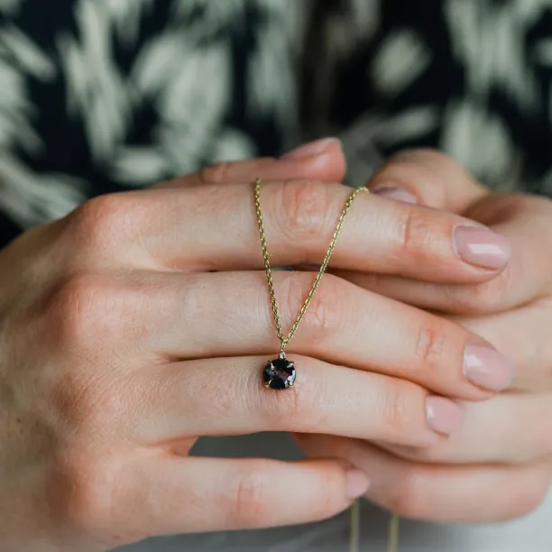 Gold necklace with round diamond salt and pepper EUGENIE Image