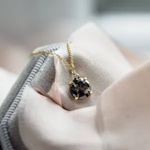 Gold necklace with round diamond salt and pepper EUGENIE Thumbnail