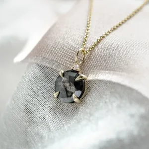 Gold necklace with round diamond salt and pepper EUGENIE