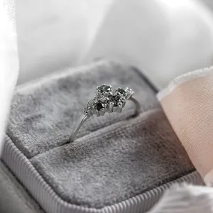 Unusual cluster ring with salt'n'pepper diamonds GEMBA Thumbnail