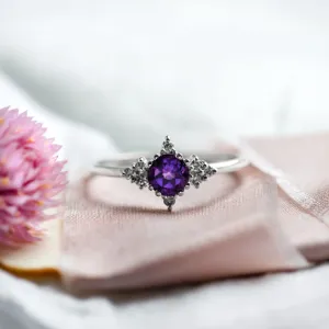 Engagement ring with amethyst and diamonds ALBINEA Thumbnail