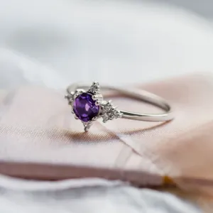 Engagement ring with amethyst and diamonds ALBINEA Thumbnail