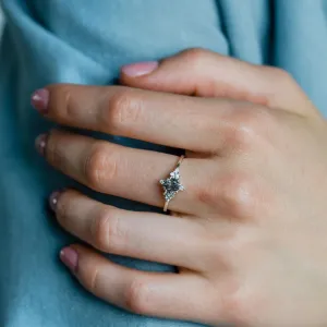 Gold ring with rutilated quartz and diamonds PHOENIX Thumbnail