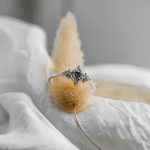 Unusual gold ring with salt'n'pepper diamonds ORION Thumbnail