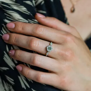 Vintage engagement ring with moss agate and diamonds CALLIN Thumbnail