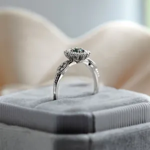 Vintage engagement ring with moss agate and diamonds CALLIN Thumbnail