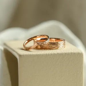 Gold wedding rings with natural surface SIENA Thumbnail