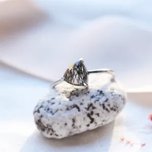 Minimalist rutilated quartz ring TRIGLAV Thumbnail