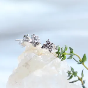 Gold cluster earrings with salt'n'pepper diamonds CRUX Thumbnail