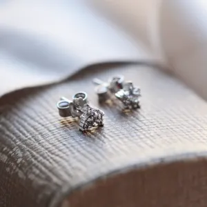 Gold cluster earrings with salt'n'pepper diamonds CRUX Thumbnail