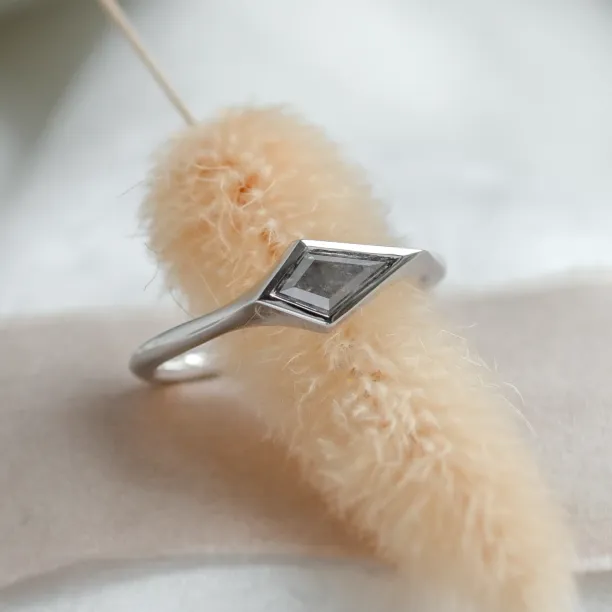 Unusual ring with salt'n'pepper diamond ARROW Image