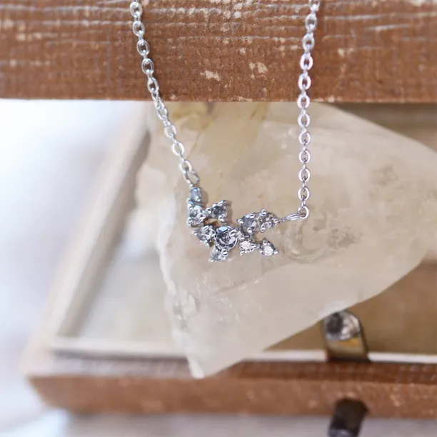 Gold cluster salt'n'pepper diamond necklace CLARISA Image