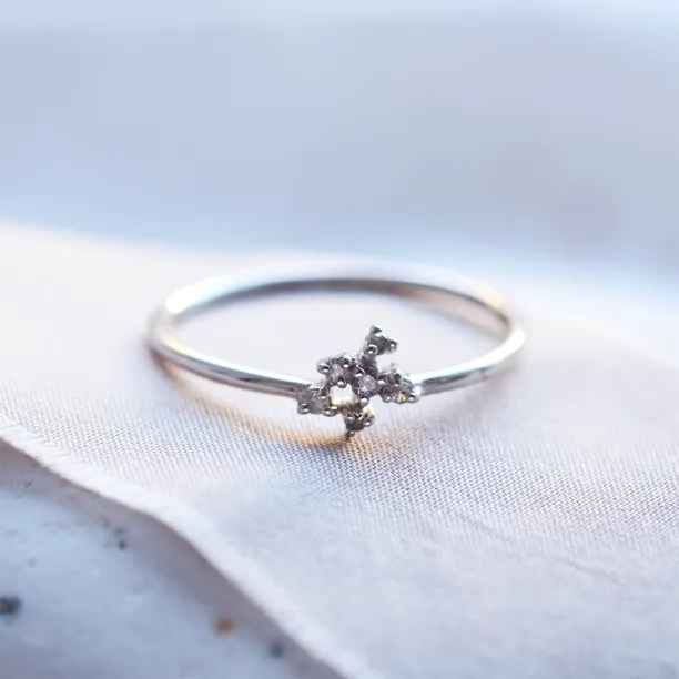 Minimalist cluster salt and pepper diamond ring TILPI Image