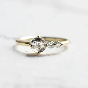 Gold ring with rutilated quartz and diamonds QUIDO Thumbnail