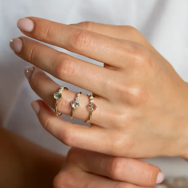 Decent ring with moss agate and diamonds FOREST Image